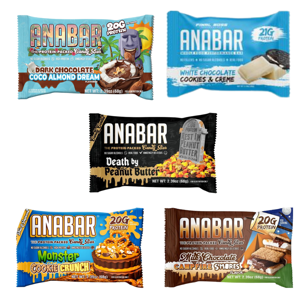 Anabar Protein 5 bars-Smores, Cookies, Monster, Peanut Butter, Coco Almond 20g