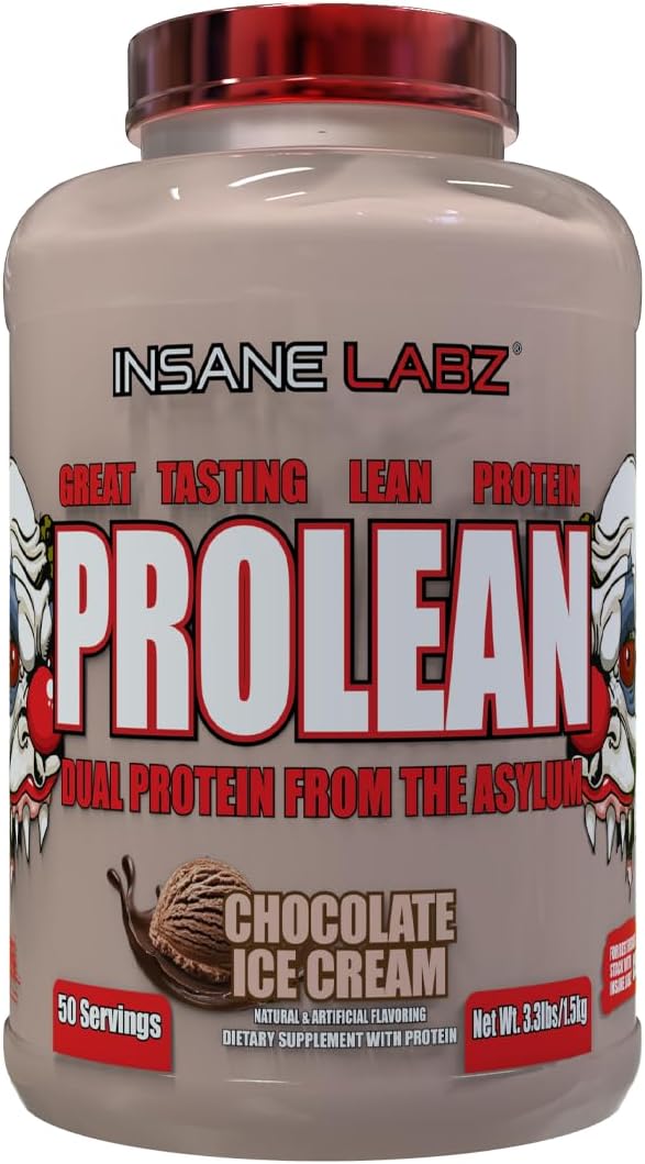 Insane Labz ProLean | Premium Hydrolyzed Collagen Protein & Whey Isolate Protein Powder | 26g Protein | Low Fat, Zero Sugar | 50 Servings Chocolate Ice Cream | 3.3 Lbs