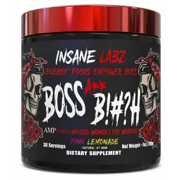 Insane Labz Boss A** B!#?h Launch Pre Workout Pink Lemonade 6.6 oz 30 Servings