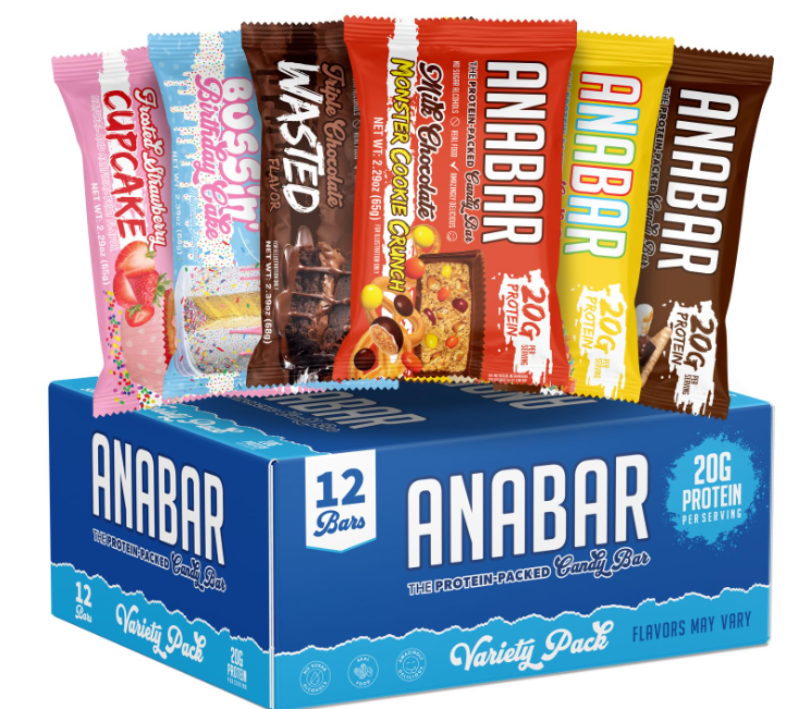 Anabar Protein Bar, Whole Food Performance Bar, Amazing Tasting Protein Bar, Real Food, No Fillers, 20 Grams of Protein (12 Bars, Variety Pack)