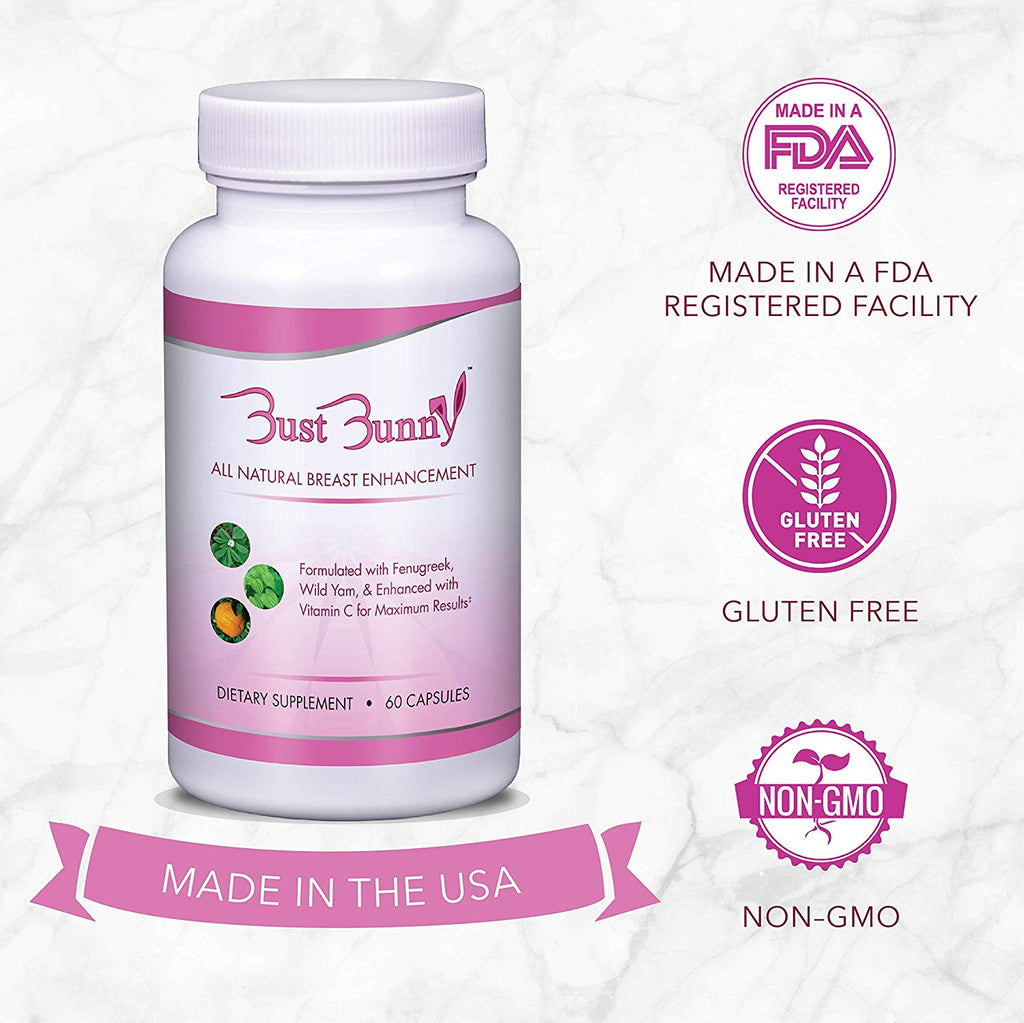 Bust Bunny Pills w/ Vitamin C 1 Month Supply #1 Natural Way to Enlarge Breast & Increase Bust Size Clearance! Exp 08/20